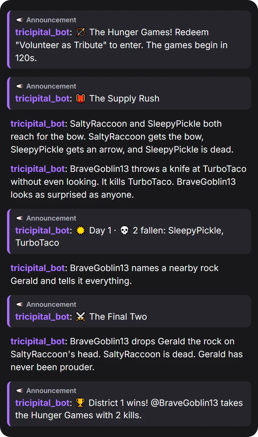 A Hunger Games season in chat